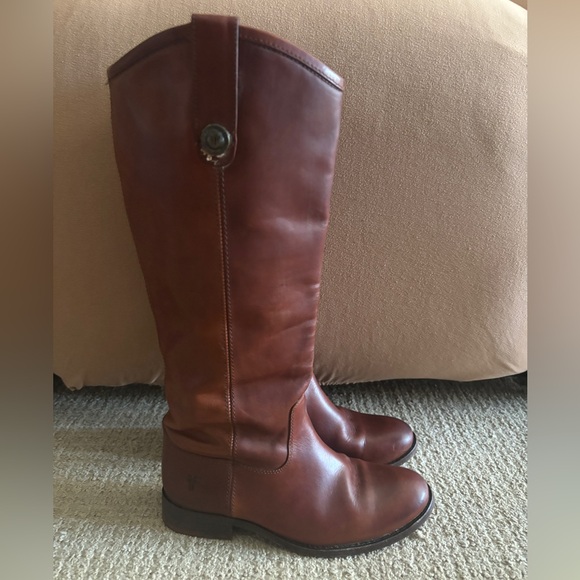 Frye Melissa Tall Button Boots Cognac Brown Size 5B - Picture 2 of 10